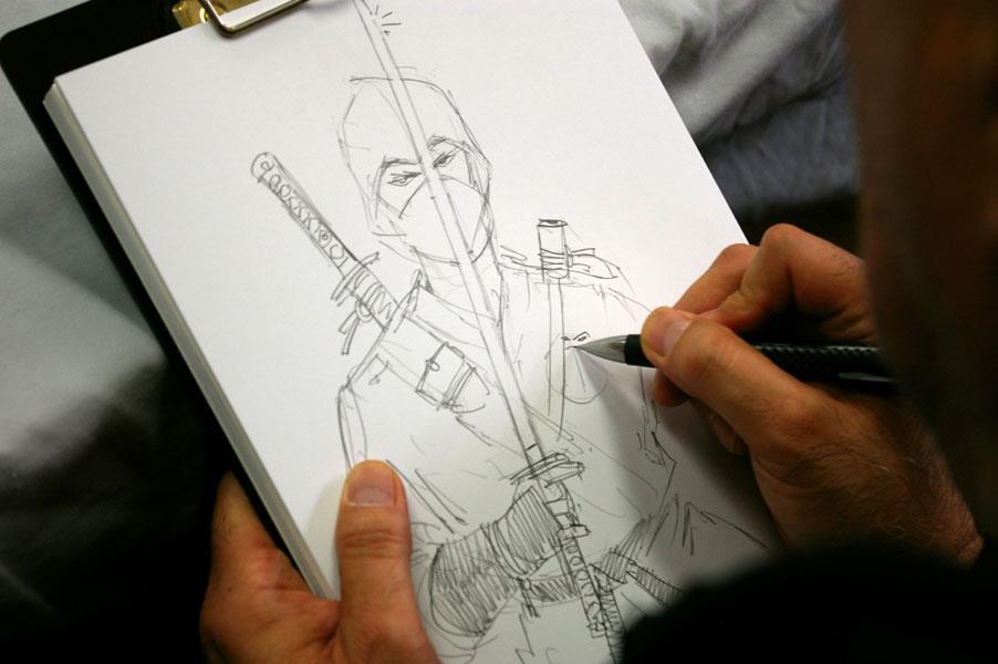 Larry Hama sketching